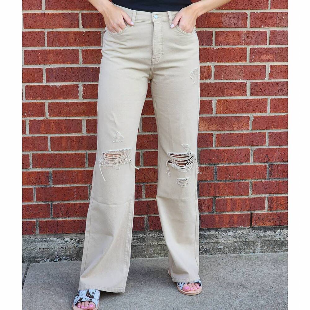 NEW KANCAN nadia 90’s flare jean in beige